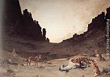 Dead Paintings - Dogs of the Douar Devouring a Dead Hourse in the Gorges of El Kantar by Gustave Achille Guillaumet